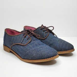 Toms Denim Herringbone Print Oxfords sz 8